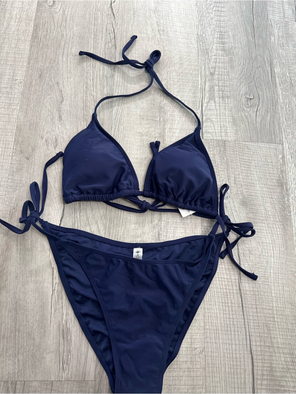 Classic Navy Triangle String Bikini Set